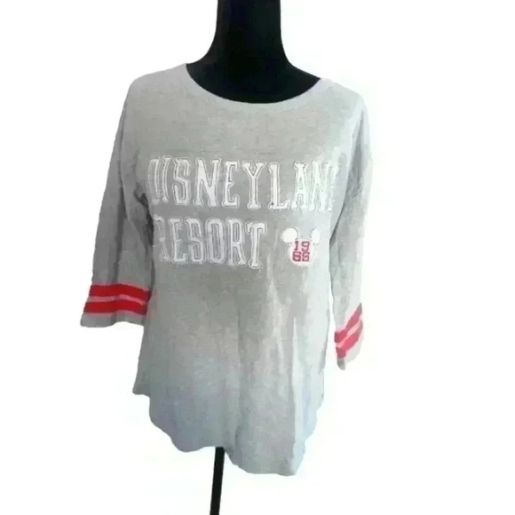 Disneyland Resort Women's Gray Distressed Cotton Baseball Tee L - Picture 2 of 14